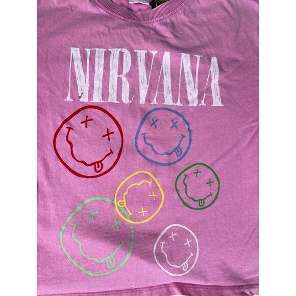Zara Kids Nirvana Smiley Tee Pink 8-9 Graphic Band Shirt - Picture 5 of 6